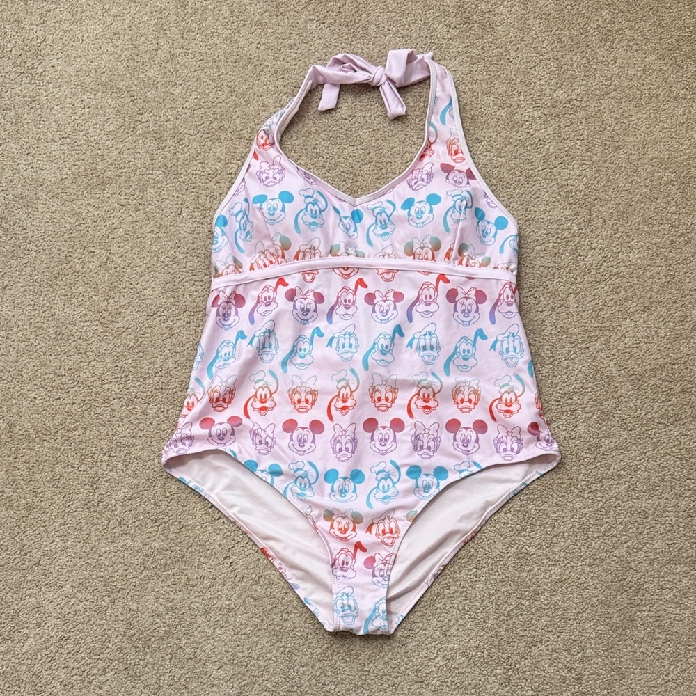 NWT Disney Mickey Minnie Mouse Pink Halter Top Plus Size One Piece Swimsuit 2X
